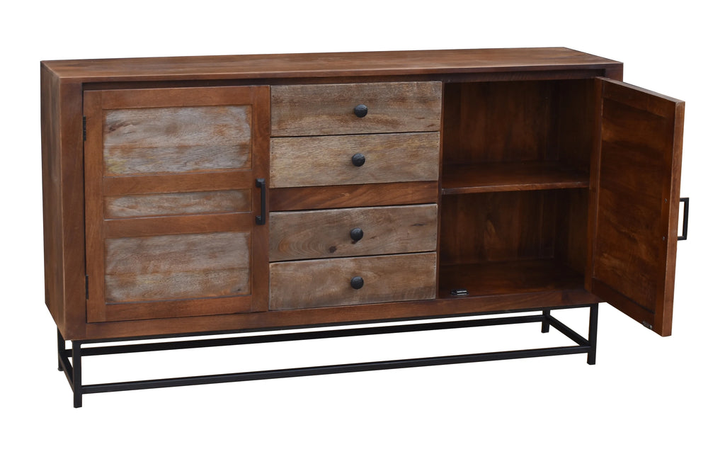 Recycled Mango Wood Sideboard with 4 Drawers and 2 Doors Z295