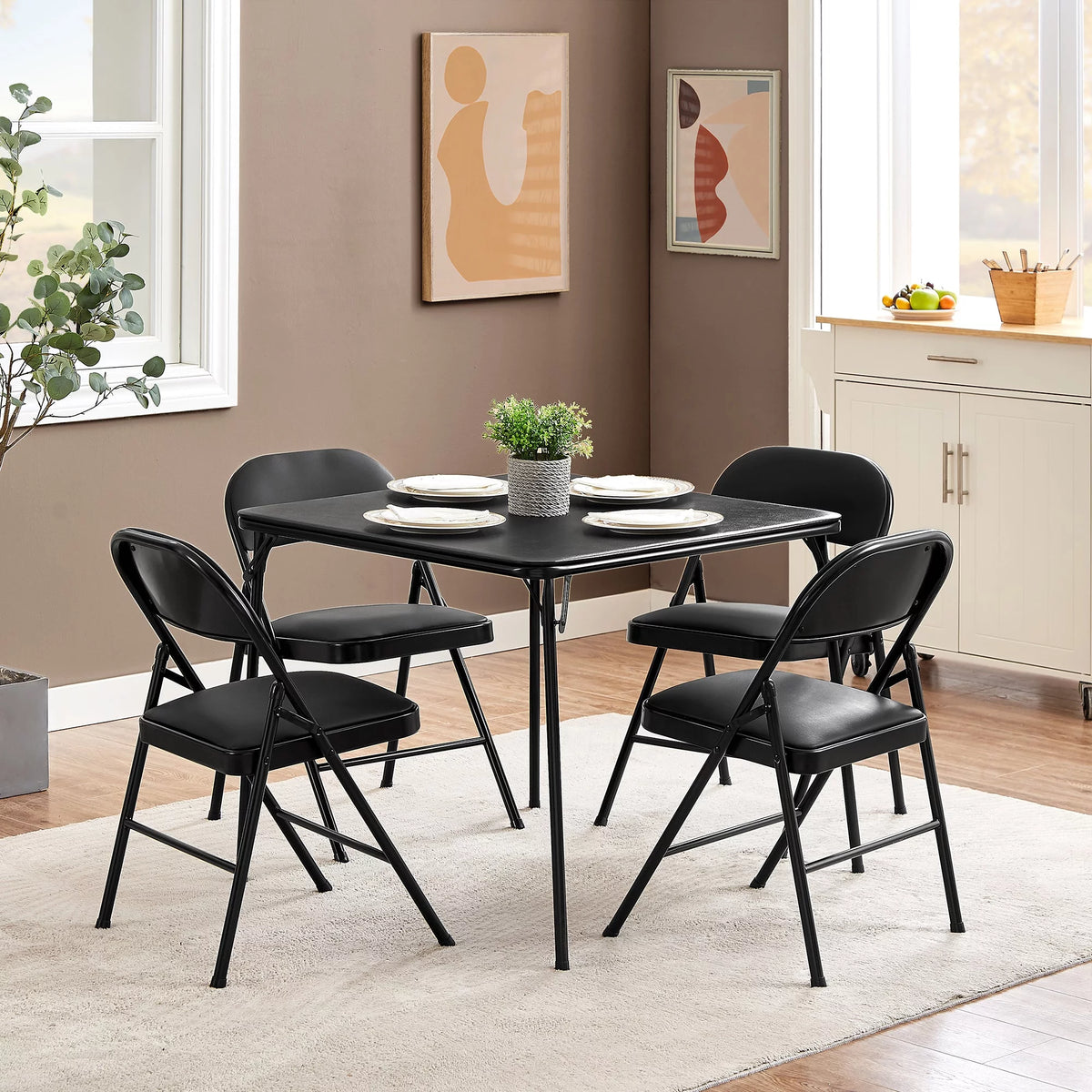 Folding Square Table Black W198