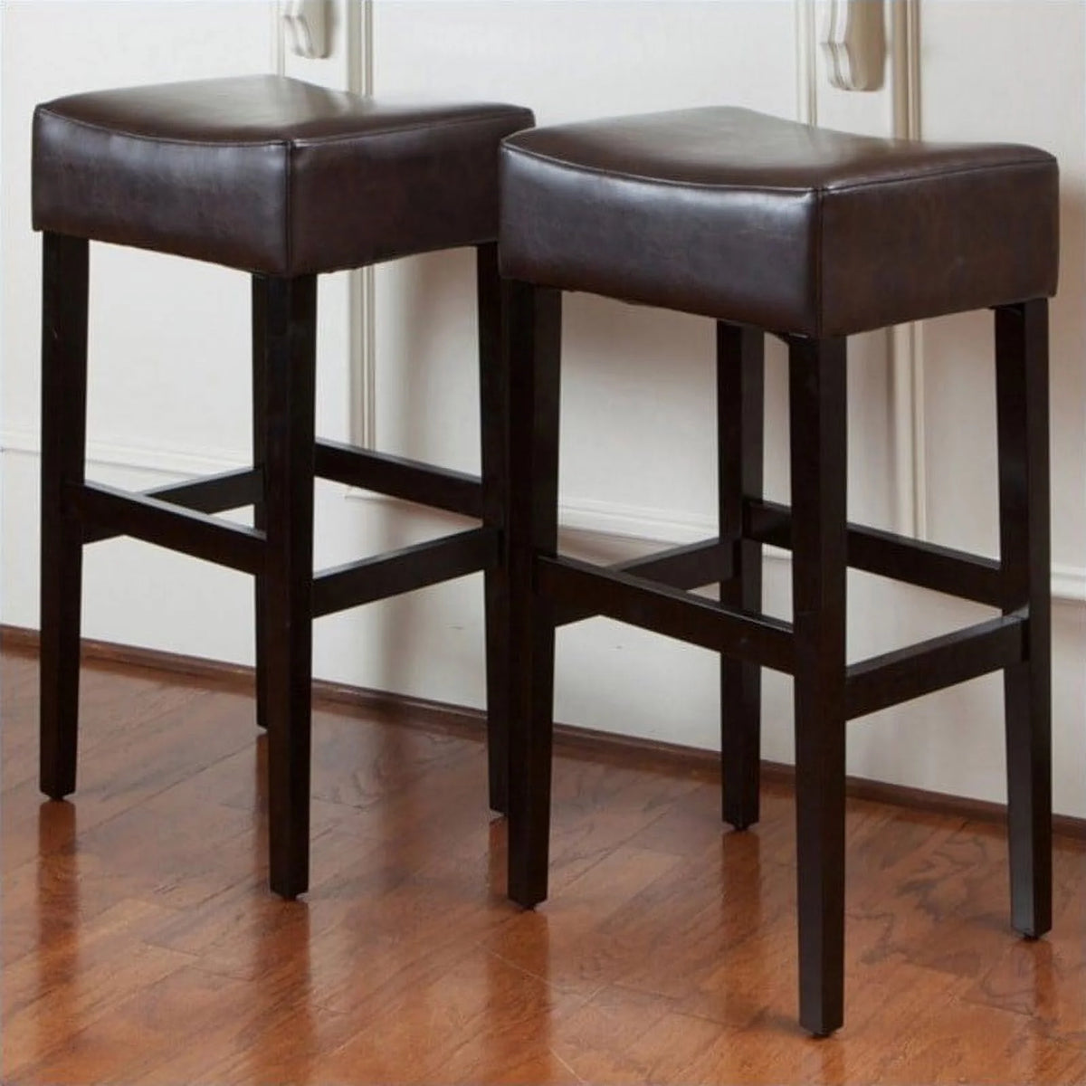 30" Brown Backless Bar Stools Set of 2 P83410