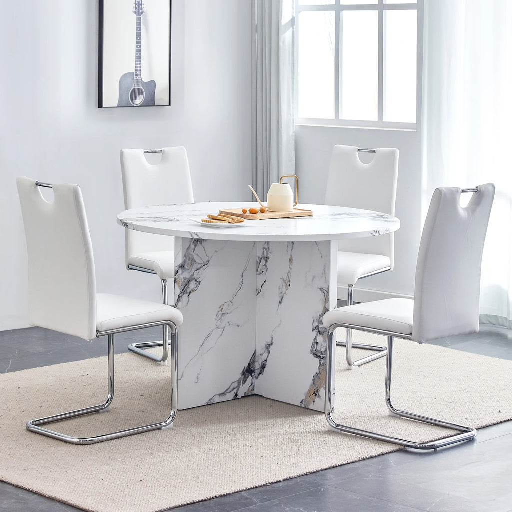 5 Piece 47 Inch Round MDF Dining Table Set B9875