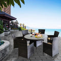 7 Pcs Wicker Patio Dining Set with Umbrella Hole R887991