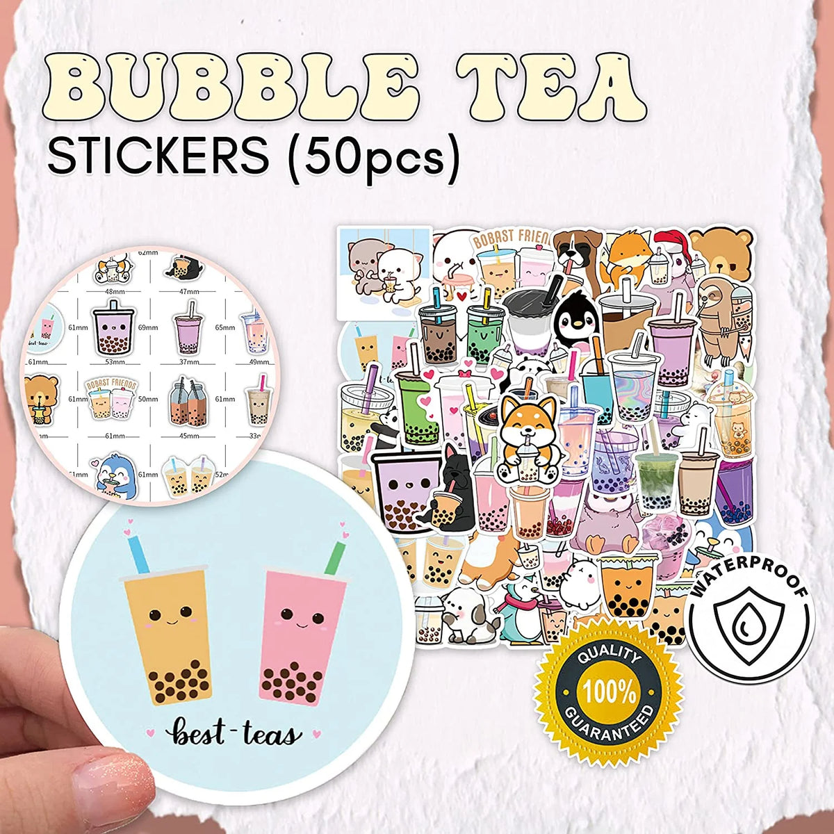 Kawaii Stationery Set with Pop Up Pencil Case, Eraser, 8 Pens, 50 Pcs Stickers V552960