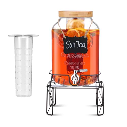 2 Gallon Glass Beverage Dispenser with Stand Q61317