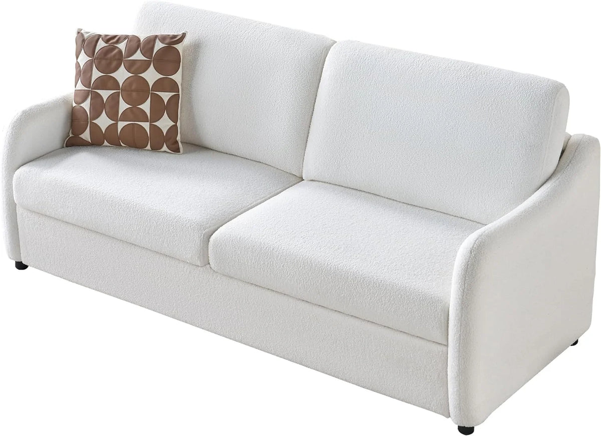White Boucle 3 Seater Sofa O269300