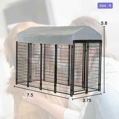 8 x 4 x 6 ft Heavy Duty Metal Dog Kennel Y289