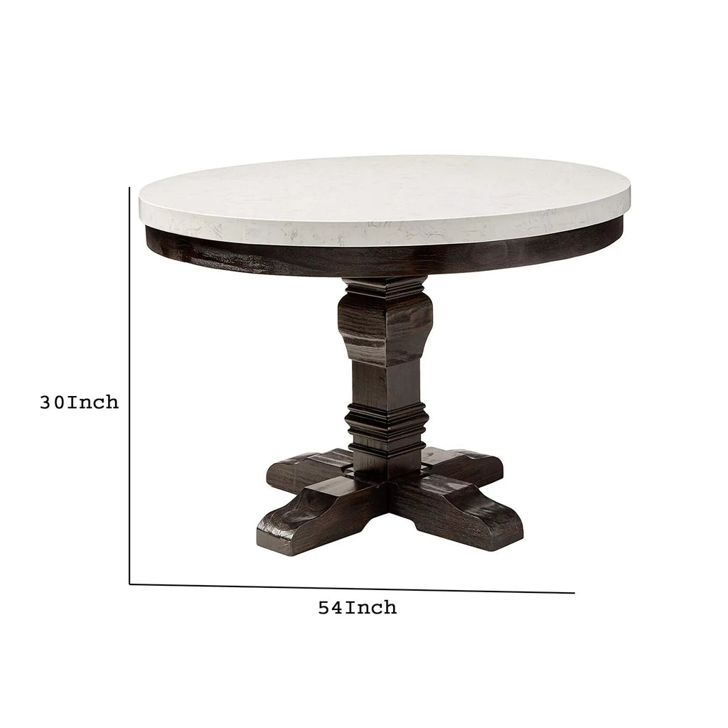 Dining Table with Marble Top and Pedestal Base M4520