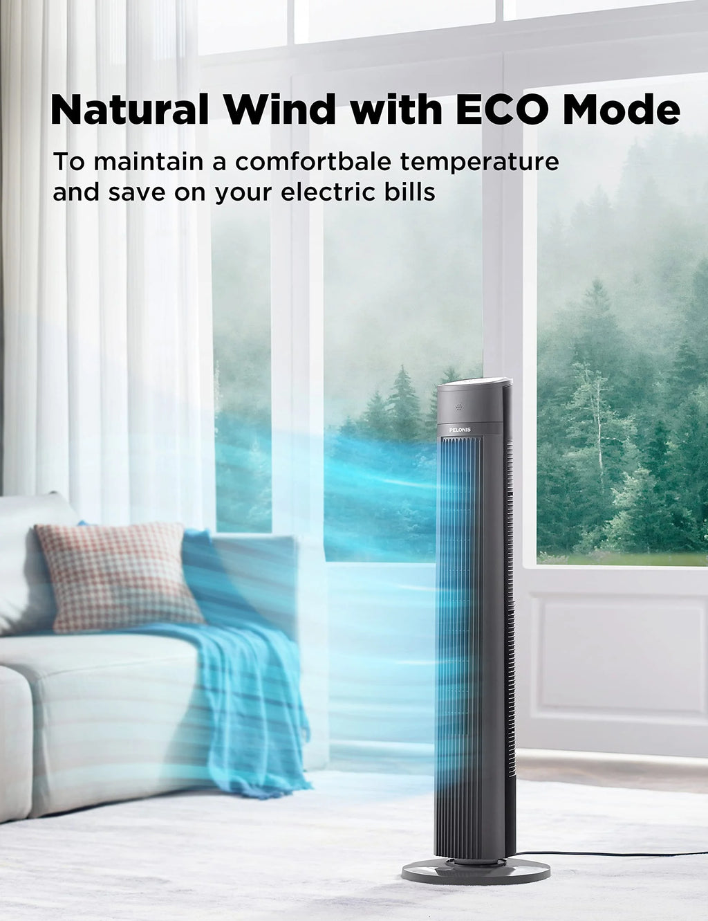 40'' Oscillating Tower Fan with Remote Control, Black L1499