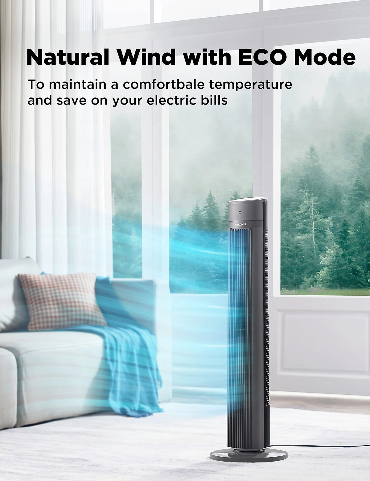 40'' Oscillating Tower Fan with Remote Control, Black L1499