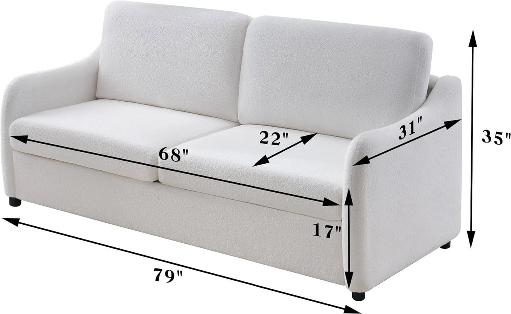 White Boucle 3 Seater Sofa O269300