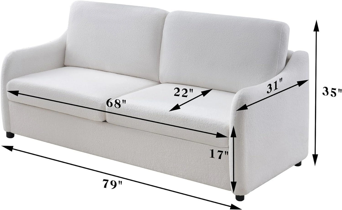 White Boucle 3 Seater Sofa O269300