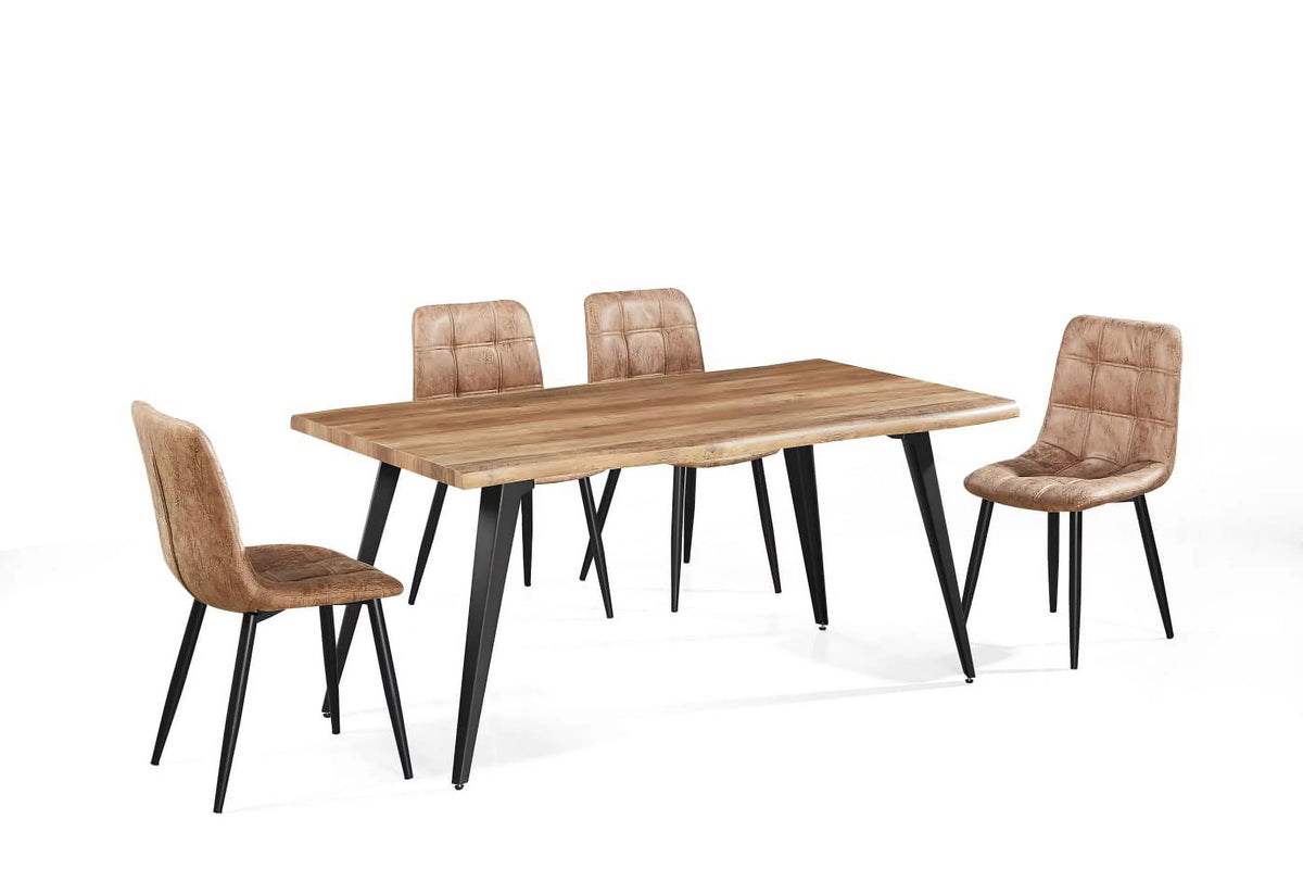 Dark Brown Wood 63" Dining Table with Metal Legs O6393