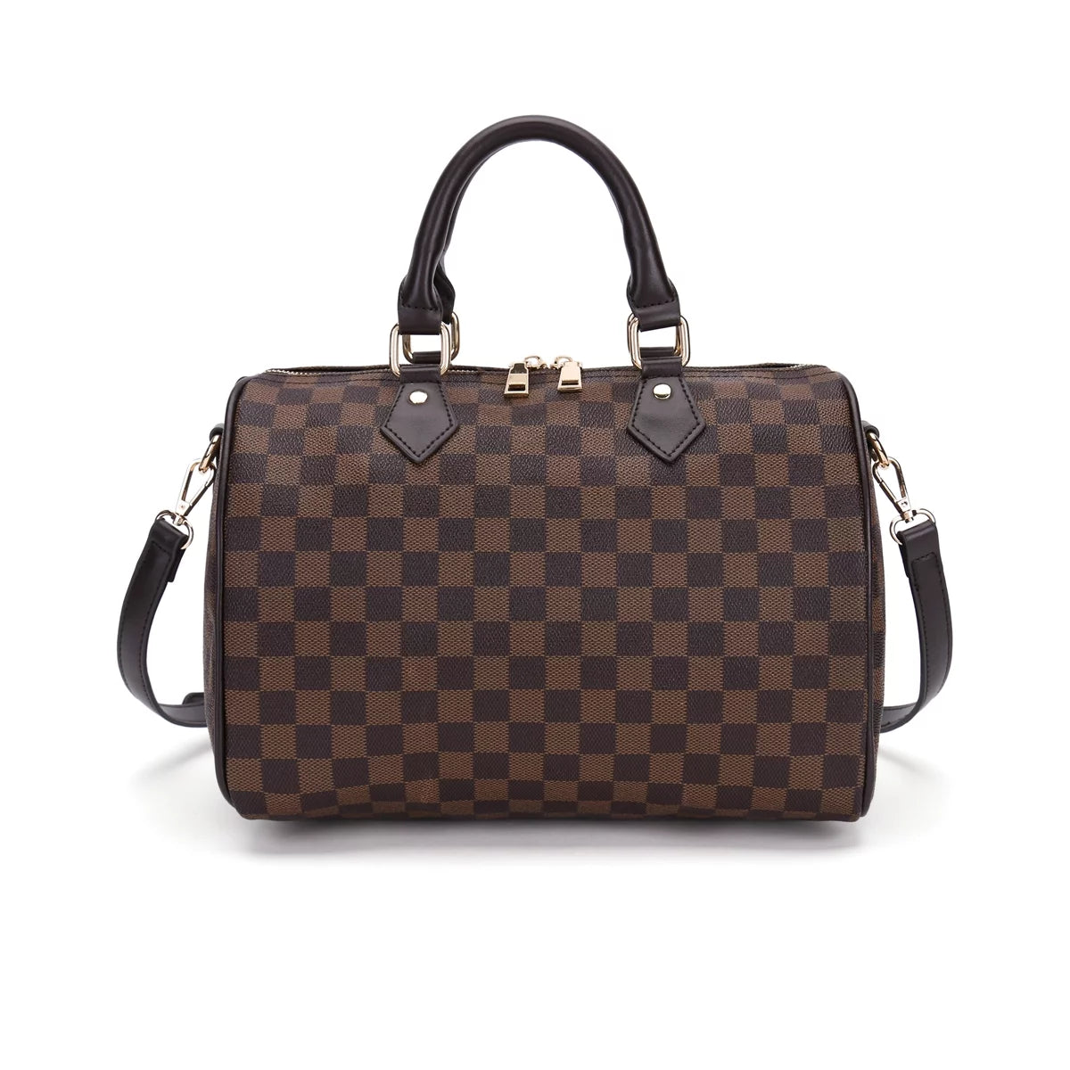 Checkered Crossbody Bag with Inner Pouch J4289