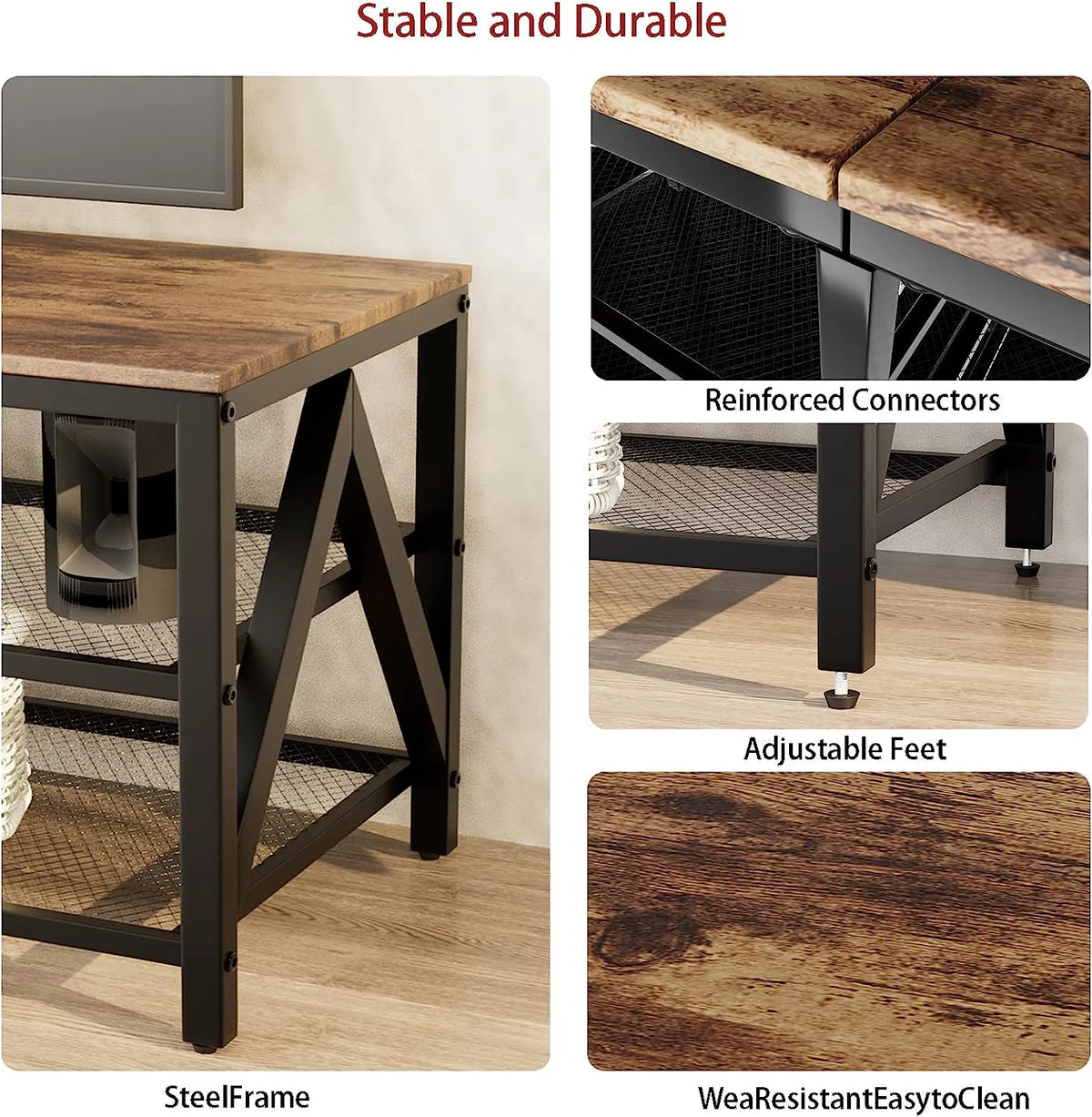60 65 Inch 3-Tier TV Stand with Metal Frame R439589