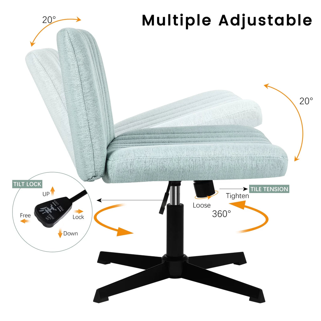Armless Fabric Padded Swivel Desk Chair N8868