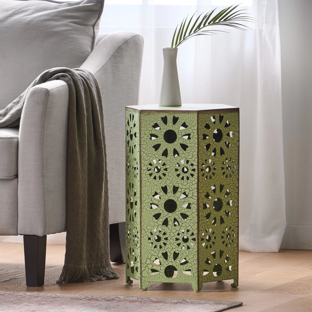 14" Hexagon Iron Side Table I398