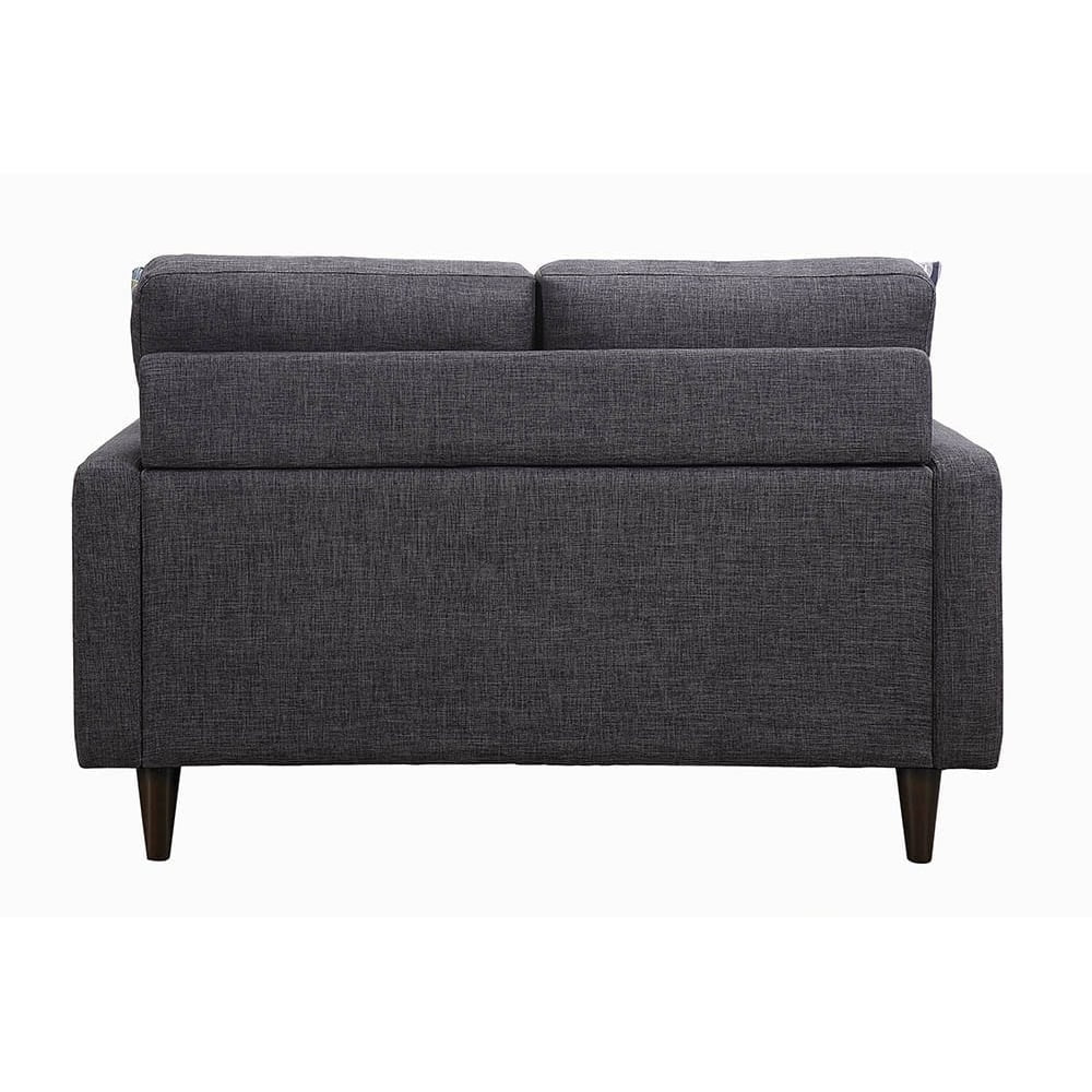 Gray Fabric Upholstered Wooden Loveseat with Tufted Back Y397801