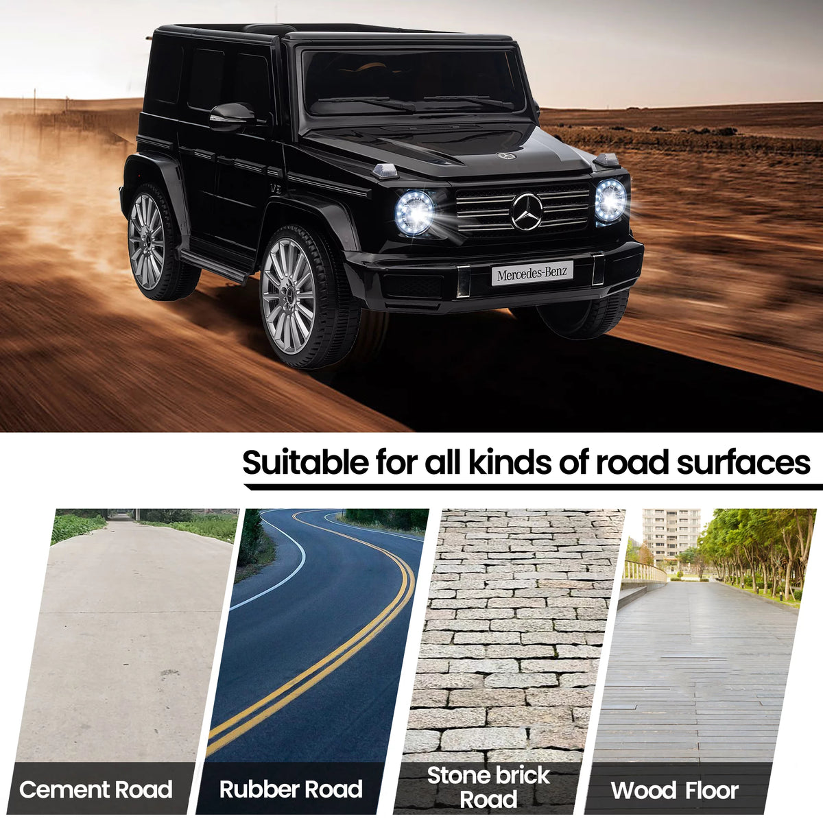 24V Remote Control Battery Powered Ride On Car with Bluetooth MP3 LED Lights Black W3004