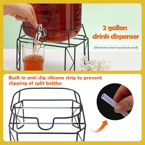 2 Gallon Glass Beverage Dispenser with Stand Q61317