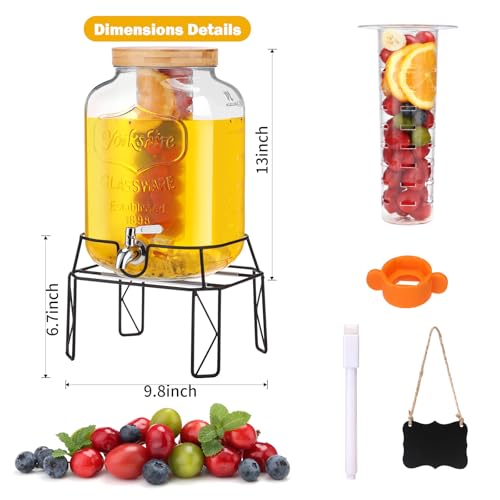 2 Gallon Glass Beverage Dispenser with Stand Q61317