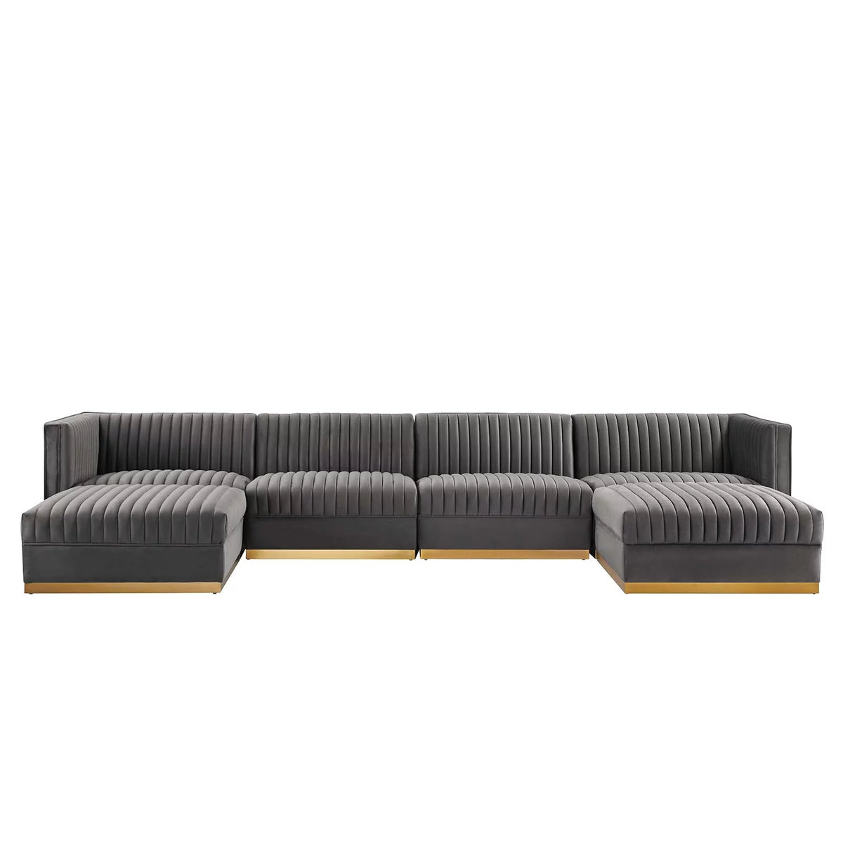 Gray Velvet 6-Piece Modular Sectional Sofa P808675