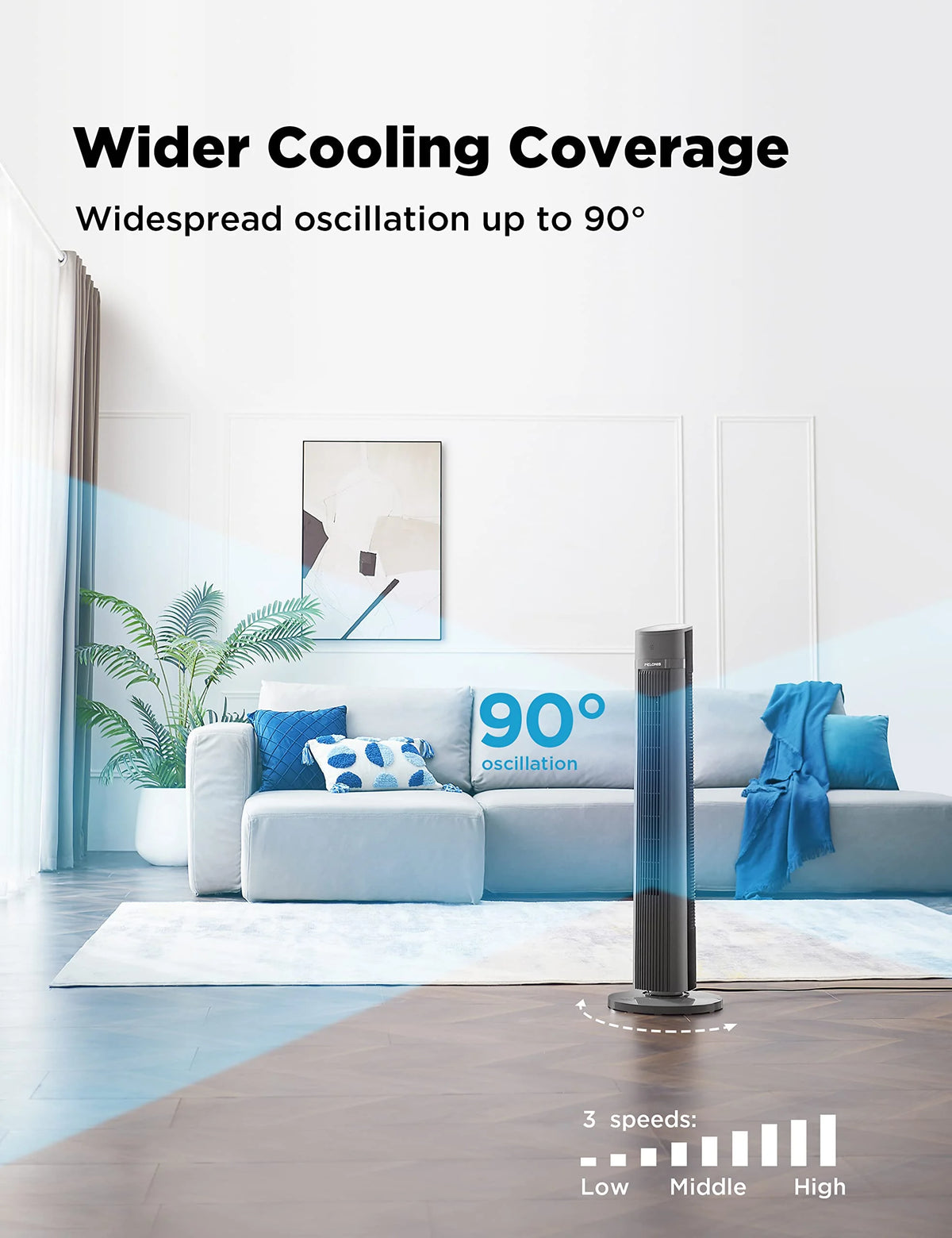 40'' Oscillating Tower Fan with Remote Control, Black L1499