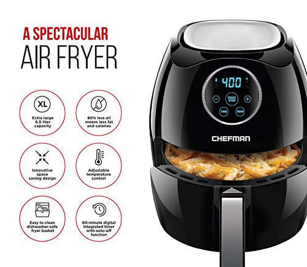 6.5 Liter Air Fryer Oven with Flat Basket, Black B639