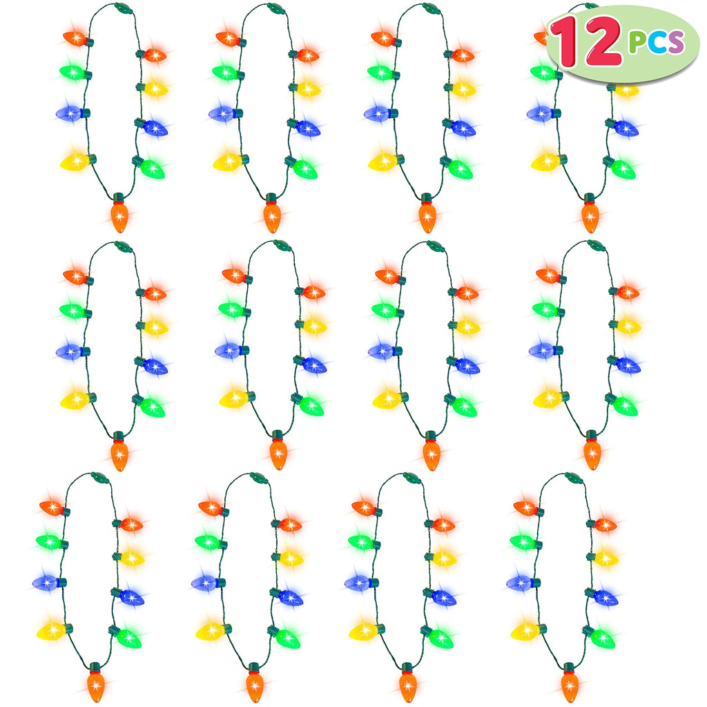 12 Piece Christmas LED Light Up Bulb Necklaces W674528