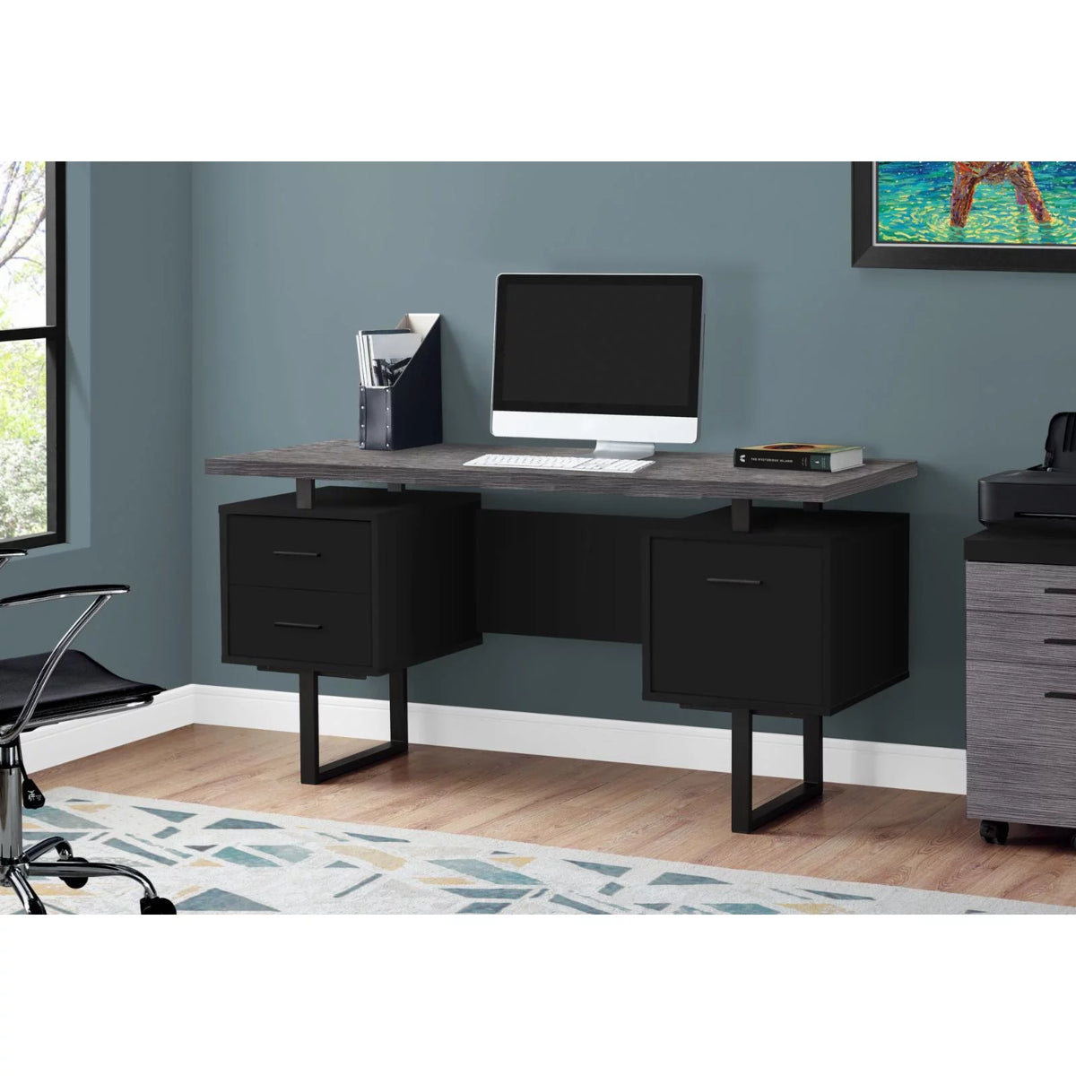 White Computer Desk with Storage Drawers C5938