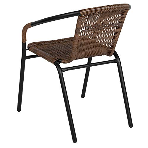 3-Piece Patio Dining Set with Glass Table and 2 Stackable Chairs M478616