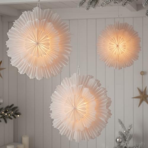 3 Pcs 15.7 Inch Christmas Paper Snowflake Lantern Set J820899
