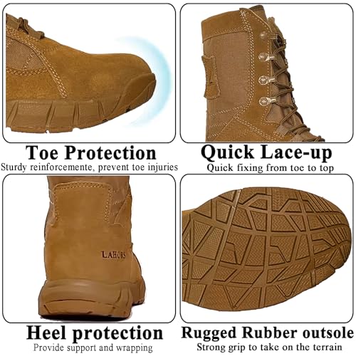 Lightweight Tactical Military Boots Side Zipper Lace Up I7993