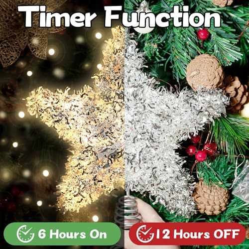Rattan Christmas Tree Topper Star with 50 LED Light U8626