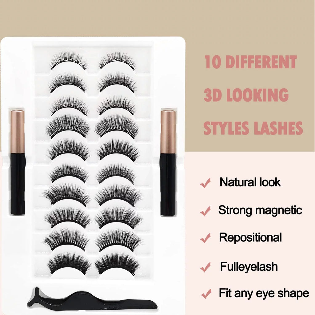 3D Magnetic Eyelash Kit with 4 Magnetic Eyeliners and 2 Tweezers R954757