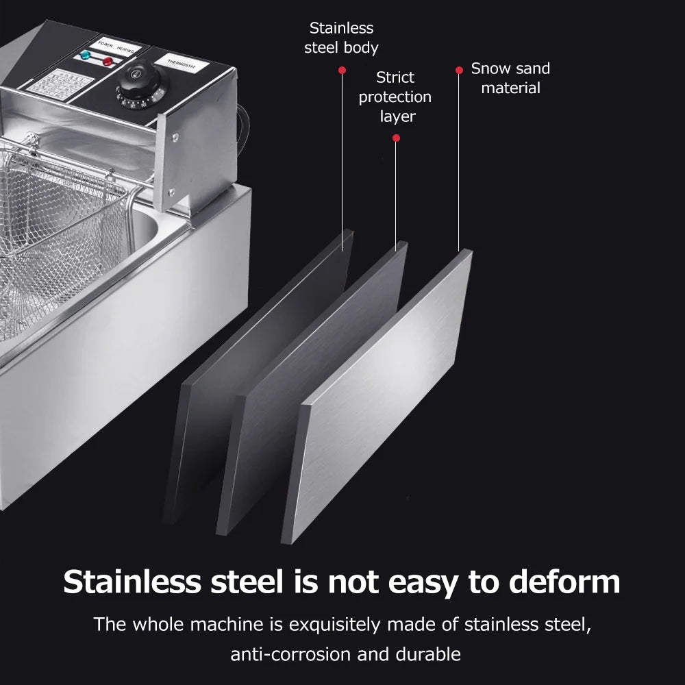 6L 2500W Stainless Steel Electric Fryer X399