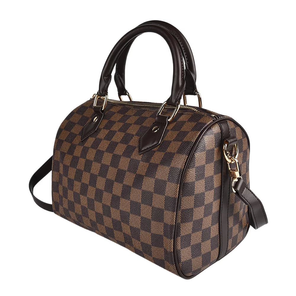 Checkered Crossbody Bag with Inner Pouch J4289