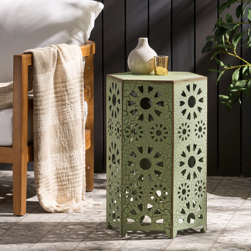 14" Hexagon Iron Side Table I398