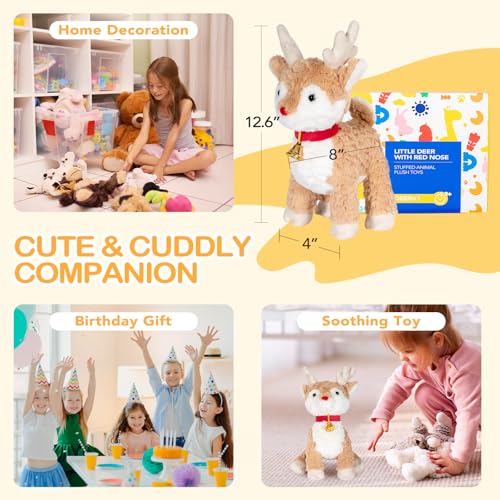 12.6 Inch Reindeer Stuffed Animal Plush Toy Q67406