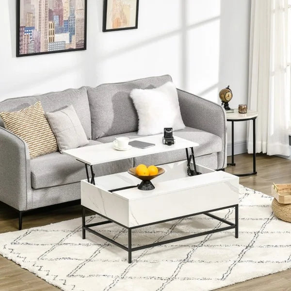 Lift Top Coffee Table with Hidden Storage White S9791