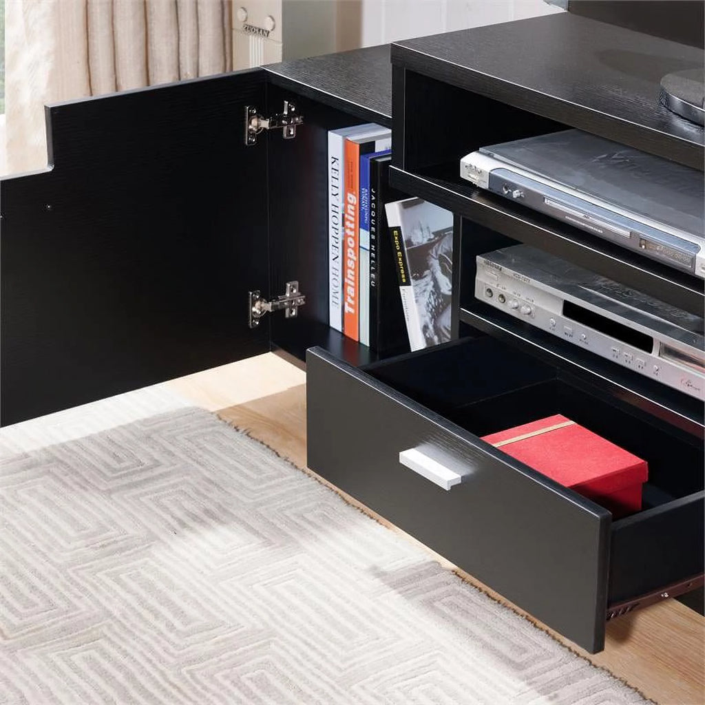 Black Wood 72-Inch TV Stand Y728261