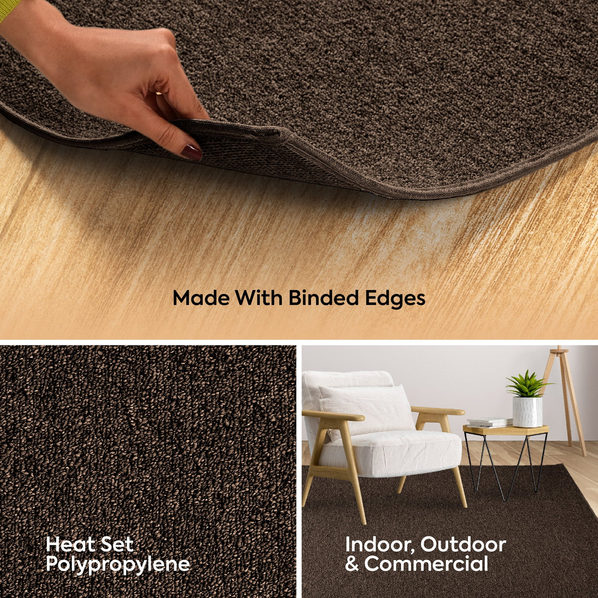 Chocolate 2' x 2' Square Indoor/Outdoor Area Rug V136002