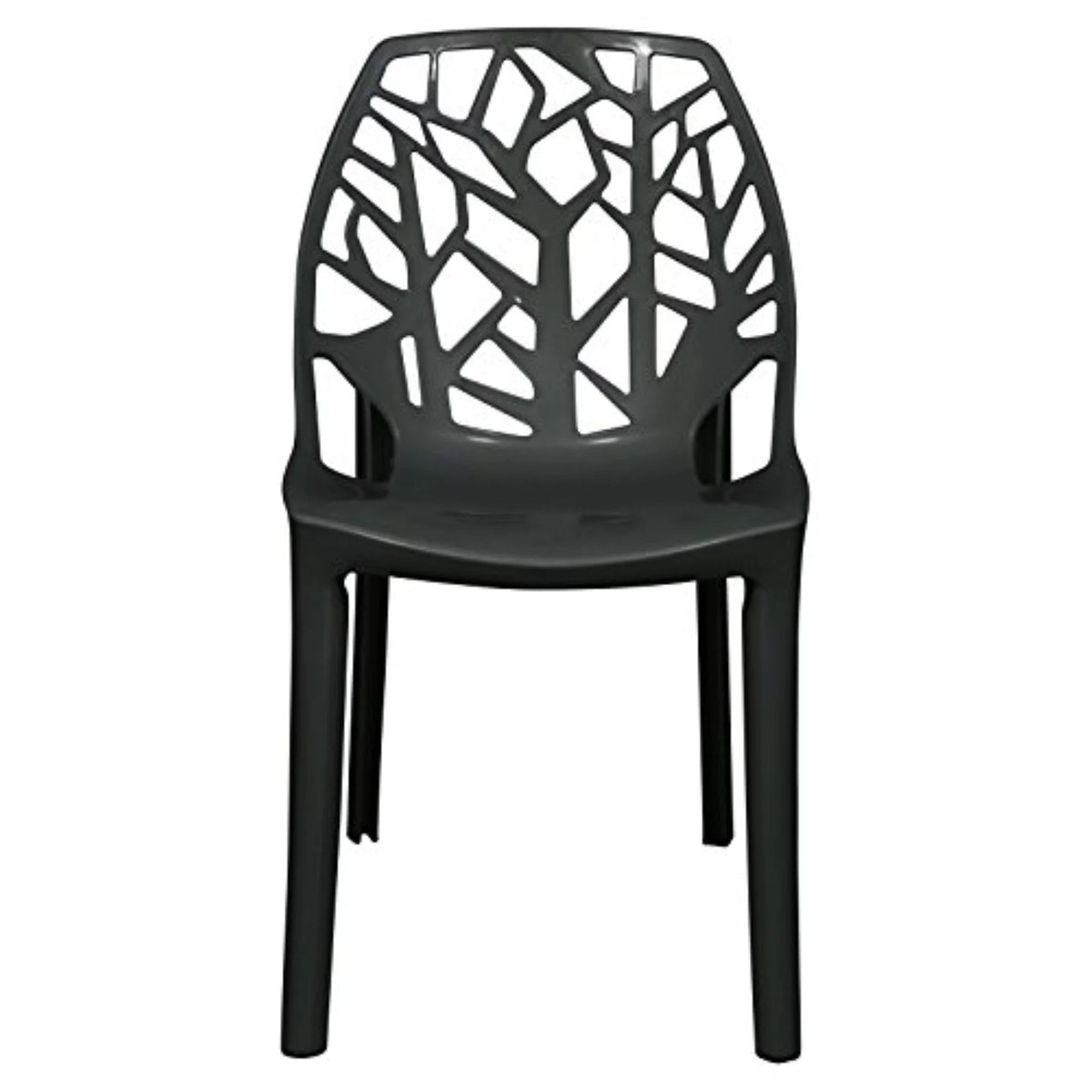 Solid Black Plastic Dining Chair Set of 4 I40095