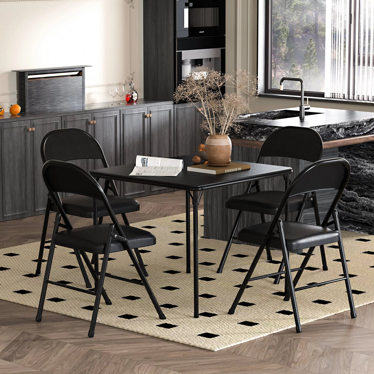 Folding Square Table Black W198