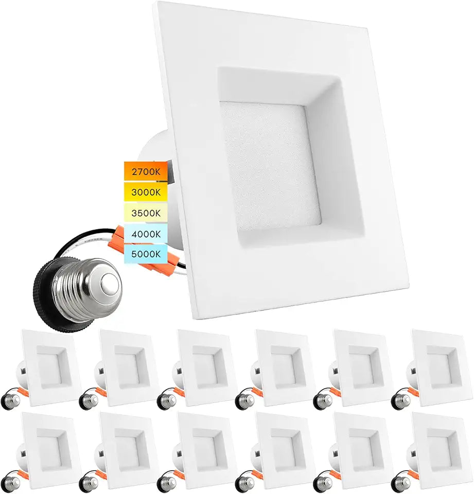 4 Inch Square Recessed LED Can Lights, 12 Pack G8290