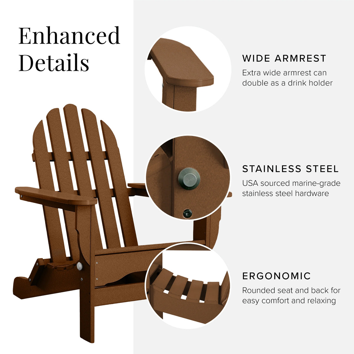 12-Pc Folding Adirondack Chair Set with Ottomans and Side Tables D933