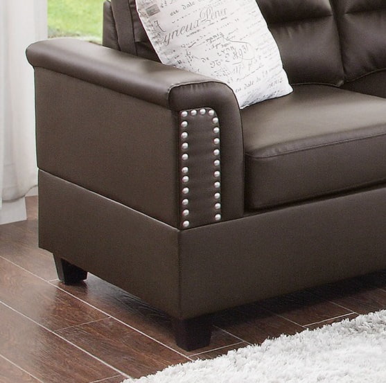 Espresso Faux Leather 2pcs Sofa and Loveseat B8146