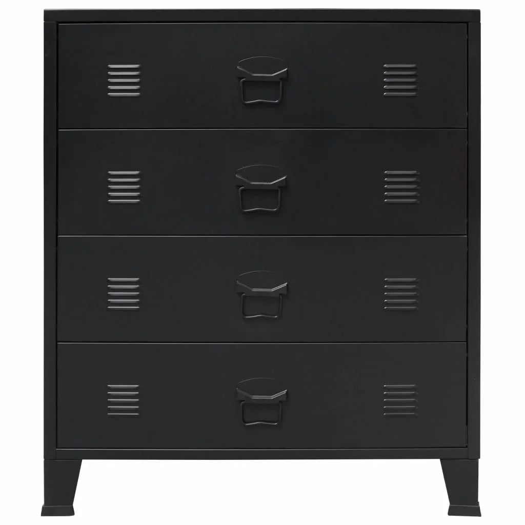 Black 4 Drawer Metal Dresser W990