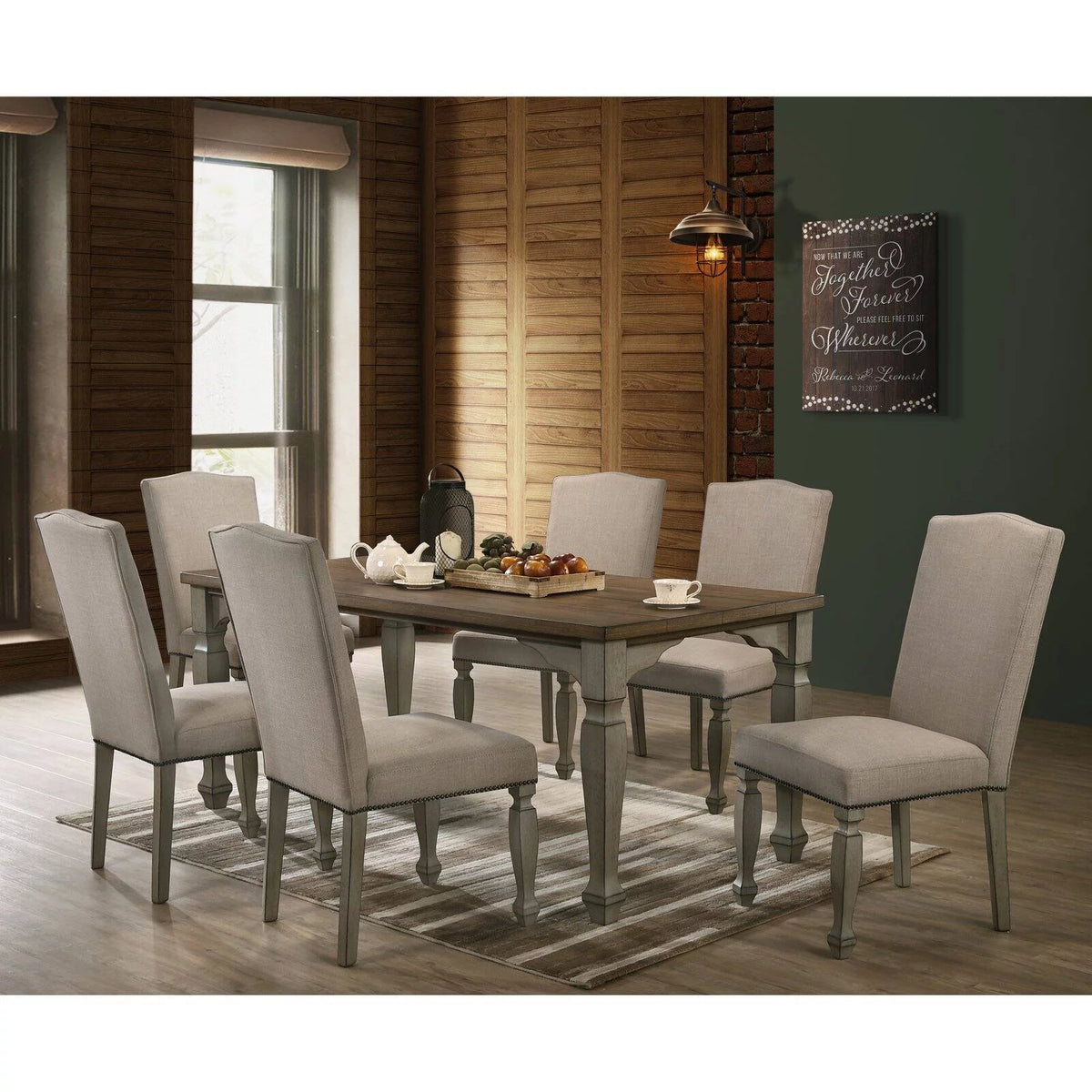 Antique Gray 7-Piece Dining Set T967
