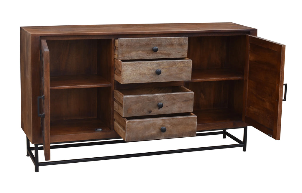 Recycled Mango Wood Sideboard with 4 Drawers and 2 Doors Z295