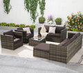 6 Pieces All-Weather Wicker Patio Furniture Set with Coffee Table & Ottoman H68864