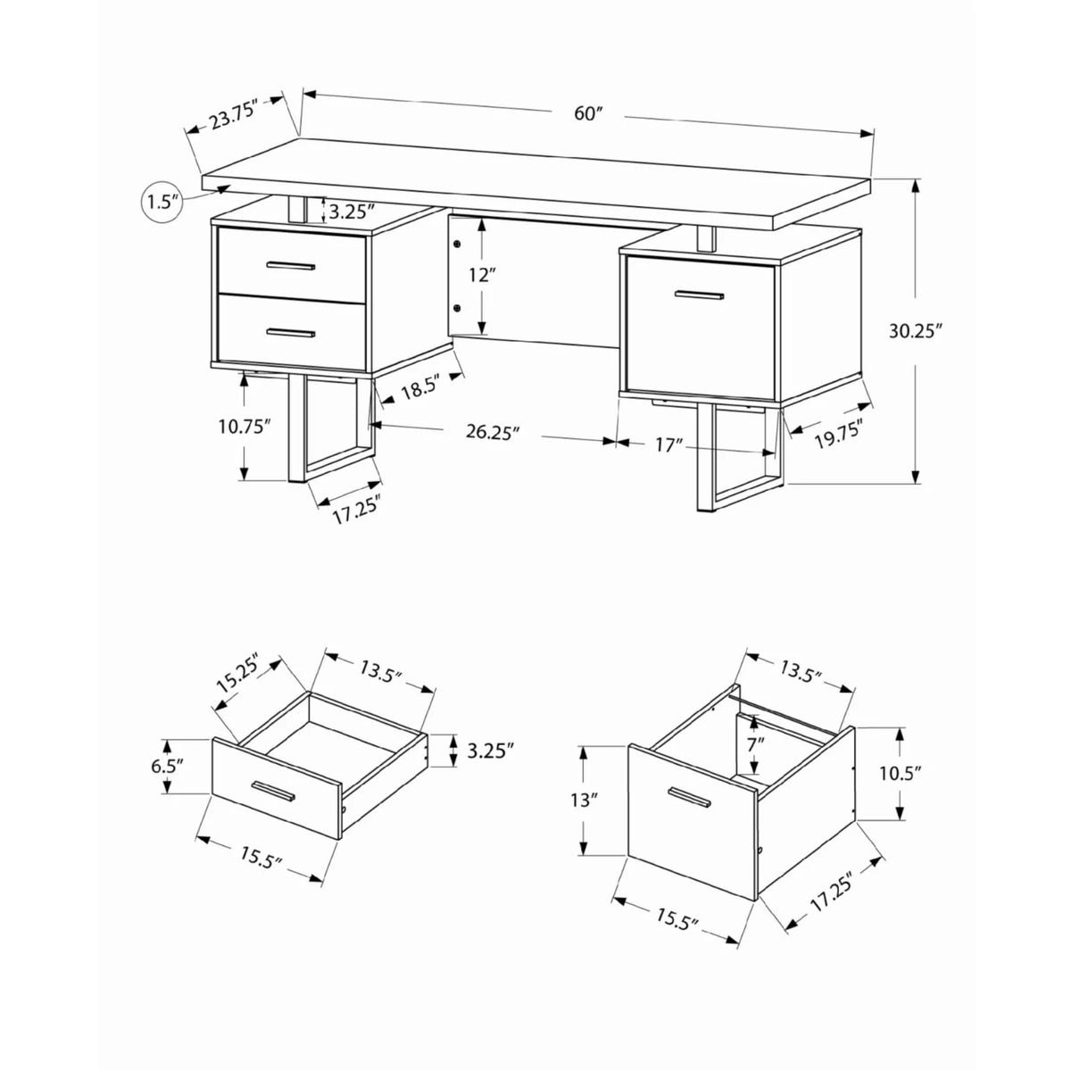 White Computer Desk with Storage Drawers C5938